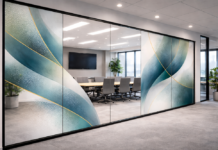 Ścianka szklana z nadrukiem